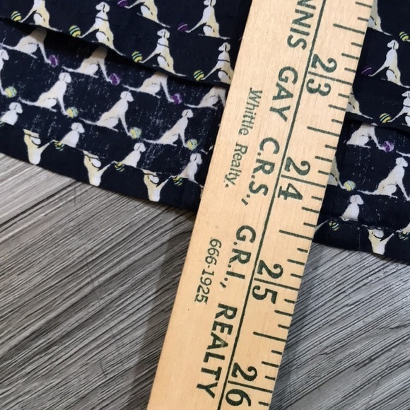 Talbots Dog & Ball Print 100% Cotton Navy Blue Long Sleeve Button Shirt size 8P - Picture 9 of 13